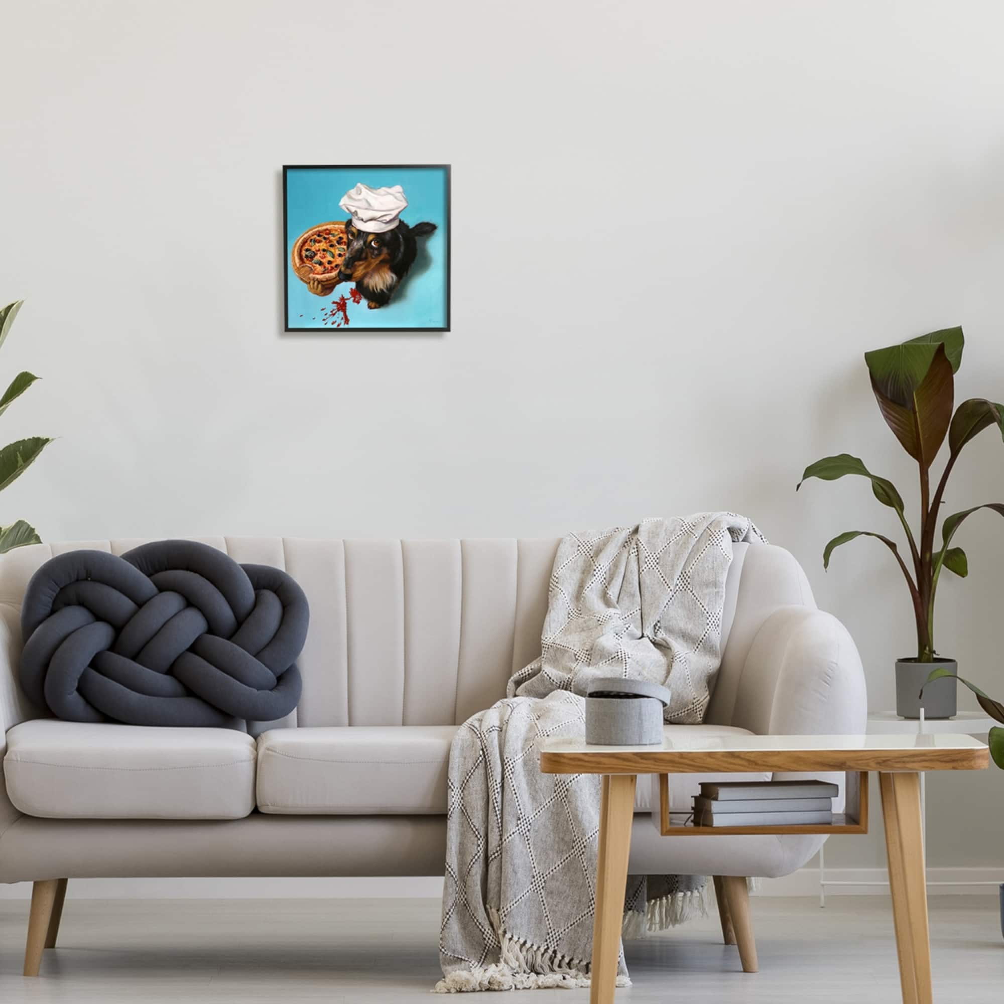 Stupell Industries Dog Chef Pizza Bite Portrait Framed Giclee Art
